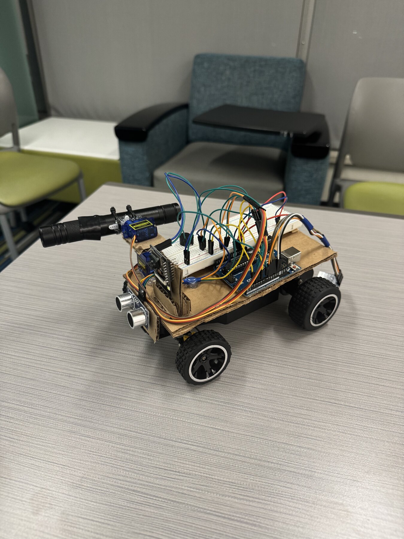 Autonomous rover prototype on a table
